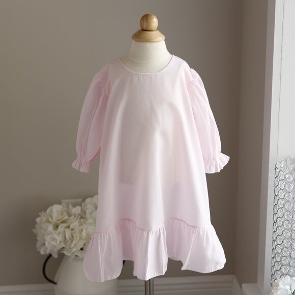 Smocked Dress Long Sleeve Bishop White Pink Embroidery Will'beth 18/24 Months - Picture 6 of 7